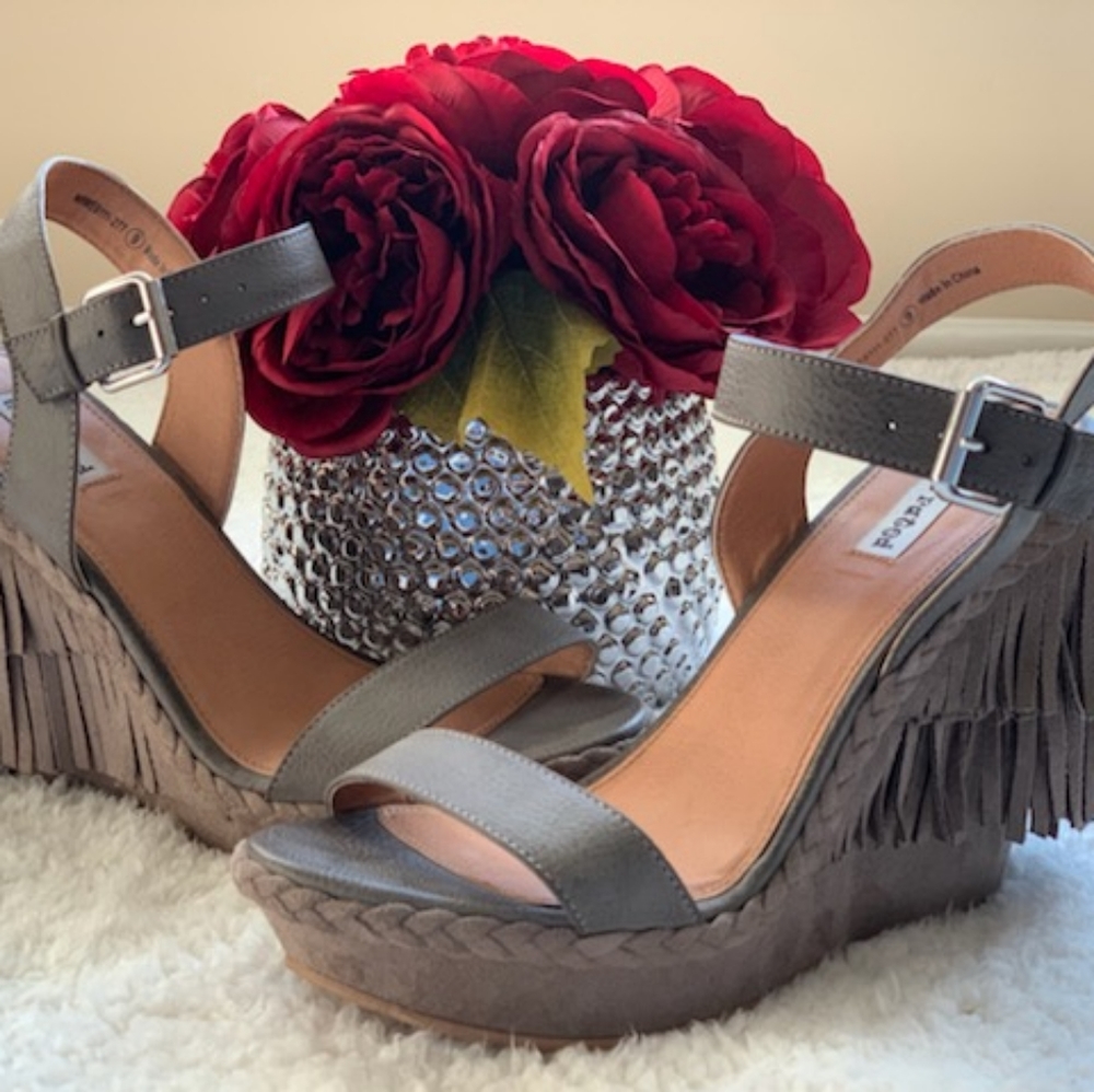 Not Rated Roaring Ruby Fringe Wedge Sandals